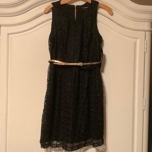NWT Size 9 MyMichelle black Lace shimmery overlay, sleeveless, back gold zipper